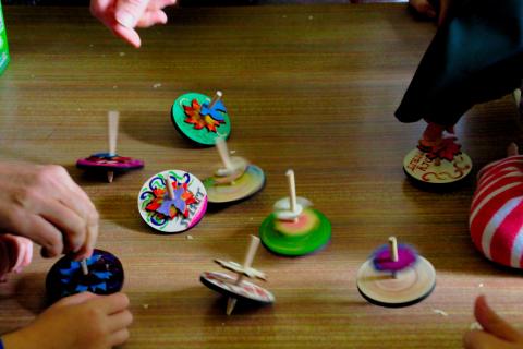 photoo of spinners we made for pentecost